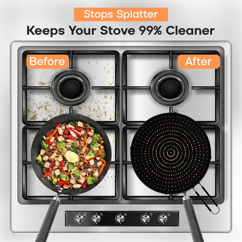 Beckon Ware Splatter Screen for Frying Pan | USA Brand | 13-Inch Black, Fit Pans (12" to 13") Silicone Grease Splatter Guard for Frying Pan and Stove by Beckon Ware - Image 2